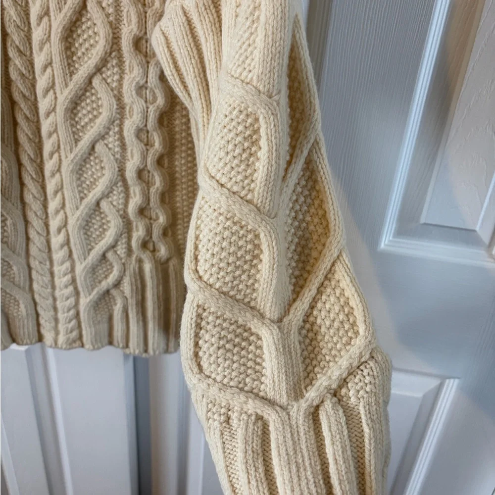 Everlane Cream Cable Knit Turtleneck Sweater Size XL 92% Wool 8% Cashmere EUC - Picture 3 of 6